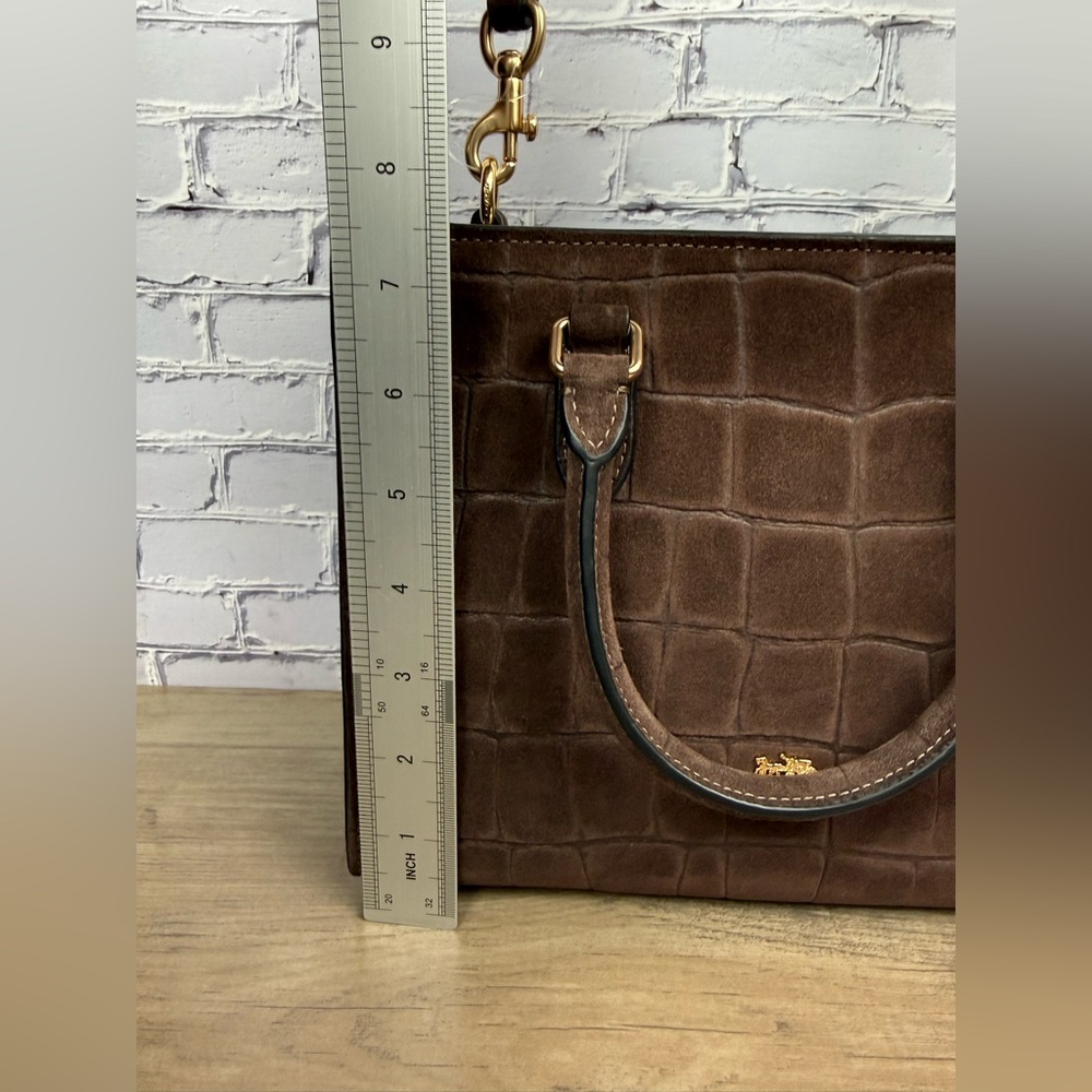 NWT Coach Maggie Small Tote Gold hardware/Maple Crocodile-embossed suede CCC71 - Picture 12 of 16